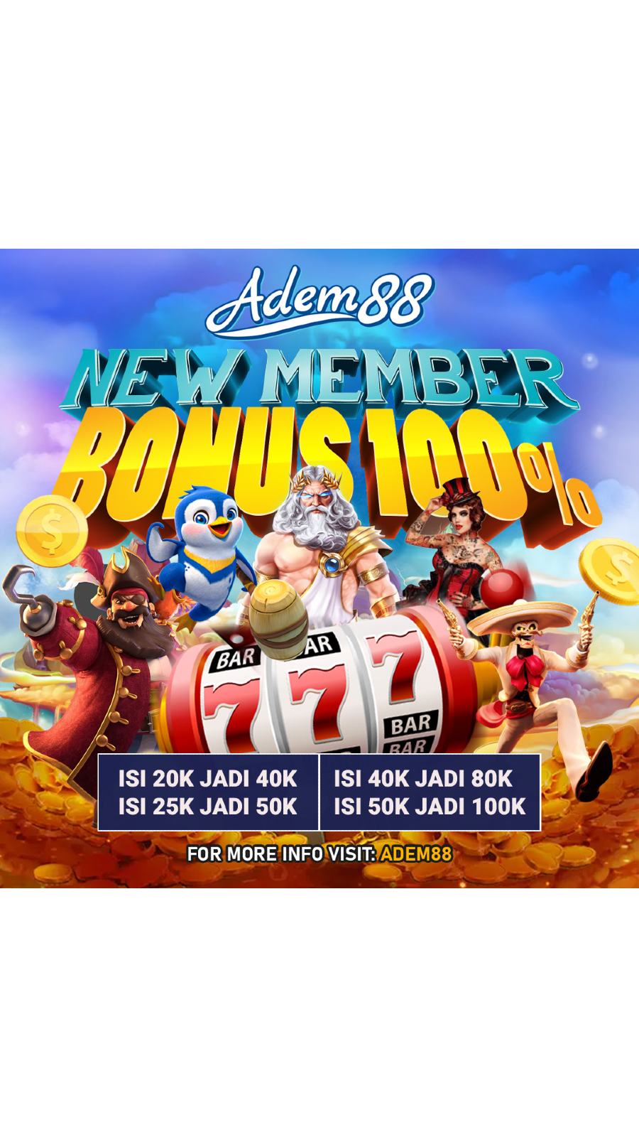 Slot Gacor Bonus 100 🐧 ADEM88 Bonus New Member 100 To 3x 10x Bebas IP